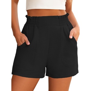 image:imageANRABESS Shorts for Women Summer Casual Elastic High Waisted Wide Leg Cute Dressy 2026 Vacation Beach ClothesBlack