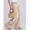 image:imageANRABESS Women Linen Palazzo Pants Summer Boho Wide Leg High Waist Casual Lounge Pant 2026 Beach Travel Vacation OutfitsAlmond
