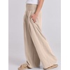 image:imageANRABESS Women Linen Palazzo Pants Summer Boho Wide Leg High Waist Casual Lounge Pant 2026 Beach Travel Vacation OutfitsAlmond