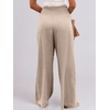 image:imageANRABESS Women Linen Palazzo Pants Summer Boho Wide Leg High Waist Casual Lounge Pant 2026 Beach Travel Vacation OutfitsAlmond