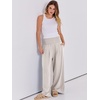 image:imageANRABESS Women Linen Palazzo Pants Summer Boho Wide Leg High Waist Casual Lounge Pant 2026 Beach Travel Vacation OutfitsApricot