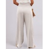 image:imageANRABESS Women Linen Palazzo Pants Summer Boho Wide Leg High Waist Casual Lounge Pant 2026 Beach Travel Vacation OutfitsApricot