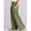 image:imageANRABESS Women Linen Palazzo Pants Summer Boho Wide Leg High Waist Casual Lounge Pant 2026 Beach Travel Vacation OutfitsArmy Green