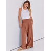 image:imageANRABESS Women Linen Palazzo Pants Summer Boho Wide Leg High Waist Casual Lounge Pant 2026 Beach Travel Vacation OutfitsBrick Red