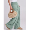 image:imageANRABESS Women Linen Palazzo Pants Summer Boho Wide Leg High Waist Casual Lounge Pant 2026 Beach Travel Vacation OutfitsGreen Blue