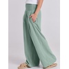 image:imageANRABESS Women Linen Palazzo Pants Summer Boho Wide Leg High Waist Casual Lounge Pant 2026 Beach Travel Vacation OutfitsGreen Blue