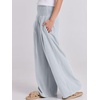 image:imageANRABESS Women Linen Palazzo Pants Summer Boho Wide Leg High Waist Casual Lounge Pant 2026 Beach Travel Vacation OutfitsLight Blue