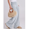 image:imageANRABESS Women Linen Palazzo Pants Summer Boho Wide Leg High Waist Casual Lounge Pant 2026 Beach Travel Vacation OutfitsLight Blue