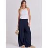 image:imageANRABESS Women Linen Palazzo Pants Summer Boho Wide Leg High Waist Casual Lounge Pant 2026 Beach Travel Vacation OutfitsNavy Blue