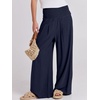 image:imageANRABESS Women Linen Palazzo Pants Summer Boho Wide Leg High Waist Casual Lounge Pant 2026 Beach Travel Vacation OutfitsNavy Blue