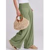 image:imageANRABESS Women Linen Palazzo Pants Summer Boho Wide Leg High Waist Casual Lounge Pant 2026 Beach Travel Vacation OutfitsOlive