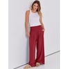 image:imageANRABESS Women Linen Palazzo Pants Summer Boho Wide Leg High Waist Casual Lounge Pant 2026 Beach Travel Vacation OutfitsRed