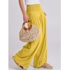 image:imageANRABESS Women Linen Palazzo Pants Summer Boho Wide Leg High Waist Casual Lounge Pant 2026 Beach Travel Vacation OutfitsYellow