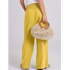 image:imageANRABESS Women Linen Palazzo Pants Summer Boho Wide Leg High Waist Casual Lounge Pant 2026 Beach Travel Vacation OutfitsYellow