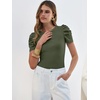 image:imageANRABESS Women Puff Short Sleeve Crewneck Dressy Casual Tops Summer Fitted Ribbed Knit Trendy Work Shirts 2026 Spring ClothesArmy Green
