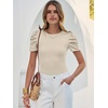 image:imageANRABESS Women Puff Short Sleeve Crewneck Dressy Casual Tops Summer Fitted Ribbed Knit Trendy Work Shirts 2026 Spring ClothesBeige