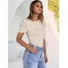 image:imageANRABESS Women Puff Short Sleeve Crewneck Dressy Casual Tops Summer Fitted Ribbed Knit Trendy Work Shirts 2026 Spring ClothesBeige