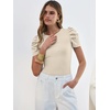 image:imageANRABESS Women Puff Short Sleeve Crewneck Dressy Casual Tops Summer Fitted Ribbed Knit Trendy Work Shirts 2026 Spring ClothesBeige