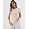 image:imageANRABESS Women Puff Short Sleeve Crewneck Dressy Casual Tops Summer Fitted Ribbed Knit Trendy Work Shirts 2026 Spring ClothesBeige