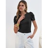 image:imageANRABESS Women Puff Short Sleeve Crewneck Dressy Casual Tops Summer Fitted Ribbed Knit Trendy Work Shirts 2026 Spring ClothesBlack