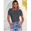 image:imageANRABESS Women Puff Short Sleeve Crewneck Dressy Casual Tops Summer Fitted Ribbed Knit Trendy Work Shirts 2026 Spring ClothesCharcoal