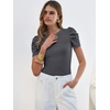 image:imageANRABESS Women Puff Short Sleeve Crewneck Dressy Casual Tops Summer Fitted Ribbed Knit Trendy Work Shirts 2026 Spring ClothesCharcoal