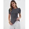 image:imageANRABESS Women Puff Short Sleeve Crewneck Dressy Casual Tops Summer Fitted Ribbed Knit Trendy Work Shirts 2026 Spring ClothesCharcoal