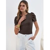 image:imageANRABESS Women Puff Short Sleeve Crewneck Dressy Casual Tops Summer Fitted Ribbed Knit Trendy Work Shirts 2026 Spring ClothesCoffee