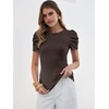 image:imageANRABESS Women Puff Short Sleeve Crewneck Dressy Casual Tops Summer Fitted Ribbed Knit Trendy Work Shirts 2026 Spring ClothesCoffee