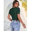 image:imageANRABESS Women Puff Short Sleeve Crewneck Dressy Casual Tops Summer Fitted Ribbed Knit Trendy Work Shirts 2026 Spring ClothesDeep Green