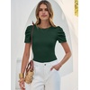 image:imageANRABESS Women Puff Short Sleeve Crewneck Dressy Casual Tops Summer Fitted Ribbed Knit Trendy Work Shirts 2026 Spring ClothesDeep Green