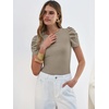 image:imageANRABESS Women Puff Short Sleeve Crewneck Dressy Casual Tops Summer Fitted Ribbed Knit Trendy Work Shirts 2026 Spring ClothesLight Khaki