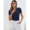 image:imageANRABESS Women Puff Short Sleeve Crewneck Dressy Casual Tops Summer Fitted Ribbed Knit Trendy Work Shirts 2026 Spring ClothesNavy Blue