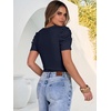 image:imageANRABESS Women Puff Short Sleeve Crewneck Dressy Casual Tops Summer Fitted Ribbed Knit Trendy Work Shirts 2026 Spring ClothesNavy Blue