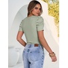 image:imageANRABESS Women Puff Short Sleeve Crewneck Dressy Casual Tops Summer Fitted Ribbed Knit Trendy Work Shirts 2026 Spring ClothesSage Green