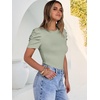 image:imageANRABESS Women Puff Short Sleeve Crewneck Dressy Casual Tops Summer Fitted Ribbed Knit Trendy Work Shirts 2026 Spring ClothesSage Green
