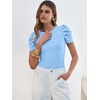 image:imageANRABESS Women Puff Short Sleeve Crewneck Dressy Casual Tops Summer Fitted Ribbed Knit Trendy Work Shirts 2026 Spring ClothesSky Blue