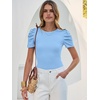 image:imageANRABESS Women Puff Short Sleeve Crewneck Dressy Casual Tops Summer Fitted Ribbed Knit Trendy Work Shirts 2026 Spring ClothesSky Blue