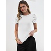 image:imageANRABESS Women Puff Short Sleeve Crewneck Dressy Casual Tops Summer Fitted Ribbed Knit Trendy Work Shirts 2026 Spring ClothesWhite