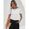 image:imageANRABESS Women Puff Short Sleeve Crewneck Dressy Casual Tops Summer Fitted Ribbed Knit Trendy Work Shirts 2026 Spring ClothesWhite