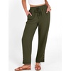 image:imageANRABESS Womens Casual Cropped Pants Drawstring Elastic Waist Ankle Trousers Comfy for Lounge Office Versatile Daily WearArmy Green