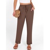 image:imageANRABESS Womens Casual Cropped Pants Drawstring Elastic Waist Ankle Trousers Comfy for Lounge Office Versatile Daily WearBrown