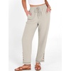 image:imageANRABESS Womens Casual Cropped Pants Drawstring Elastic Waist Ankle Trousers Comfy for Lounge Office Versatile Daily WearLight Beige
