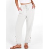 image:imageANRABESS Womens Casual Cropped Pants Drawstring Elastic Waist Ankle Trousers Comfy for Lounge Office Versatile Daily WearWhite
