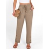 image:imageANRABESS Womens Casual Cropped Pants Drawstring Elastic Waist Ankle Trousers Comfy for Lounge Office Versatile Daily WearYellow Khaki