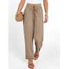 image:imageANRABESS Womens Casual Cropped Pants Drawstring Elastic Waist Ankle Trousers Comfy for Lounge Office Versatile Daily WearYellow Khaki