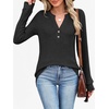 image:imageANRABESS Womens Long Sleeve Henley Shirts 2026 Fall Tunic Tops Ribbed Knit Lightweight Sweaters Dressy Casual Blouse OutfitsBlack