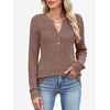 image:imageANRABESS Womens Long Sleeve Henley Shirts 2026 Fall Tunic Tops Ribbed Knit Lightweight Sweaters Dressy Casual Blouse OutfitsBrown