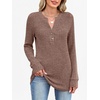 image:imageANRABESS Womens Long Sleeve Henley Shirts 2026 Fall Tunic Tops Ribbed Knit Lightweight Sweaters Dressy Casual Blouse OutfitsBrown
