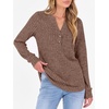 image:imageANRABESS Womens Long Sleeve Henley Shirts 2026 Fall Tunic Tops Ribbed Knit Lightweight Sweaters Dressy Casual Blouse OutfitsBrown
